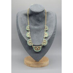 Gold tone Luckybrand Chain turquoise casual Necklace N1D